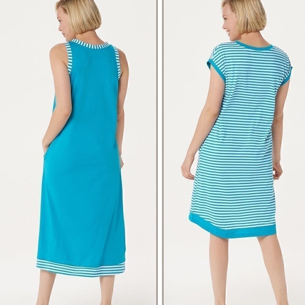 Carole Hochman 2-piece Knit Garden Side Sleeveless Maxi Dress & Sleep Shirt Set